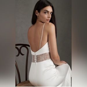 NWT Anthropologie Sachin & Babi Jane Strappy Sheer Lace Cutout Satin Midi Dress